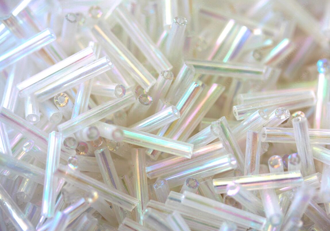 Стеклярус Crystal AB прямий 6.0mm и 12.0mm