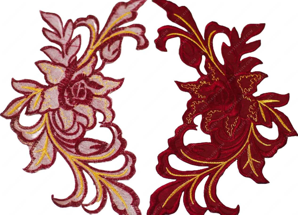 Мереживний лейс Burgundy HF 22.5х13см №72