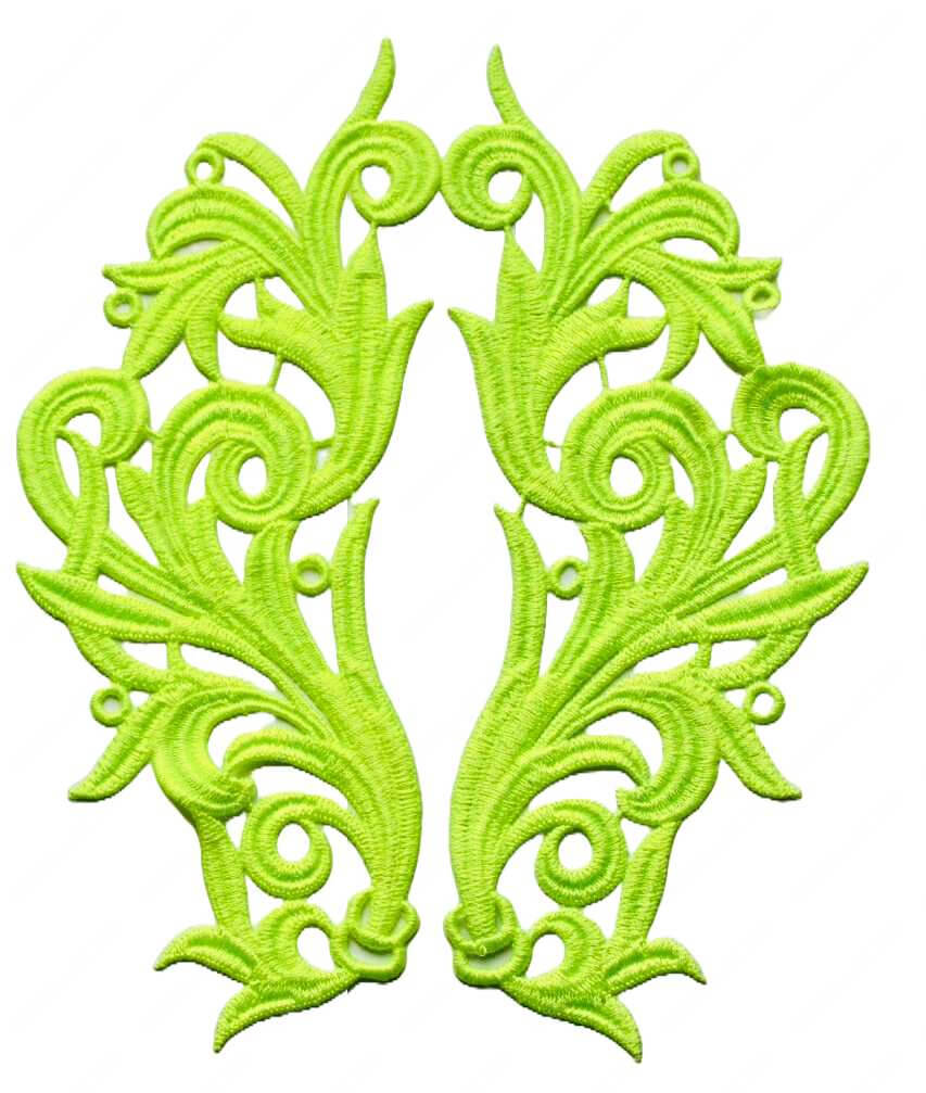 Мереживний лейс (2шт) Neon yellow-green 22х9см №46